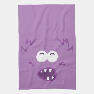 Paarse Monster Face Kitchen Towel Theedoek