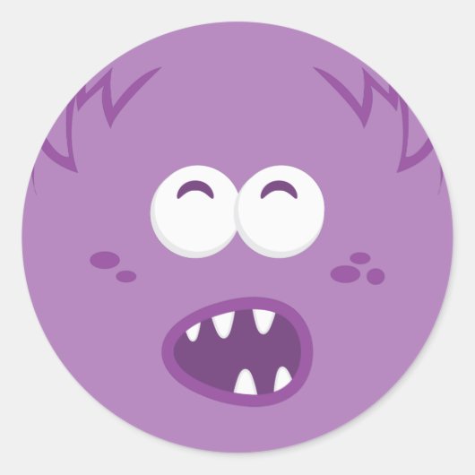 Paarse Monster Face Stickers (Voorkant)