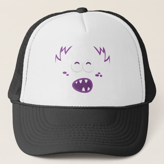 Paarse monster Face Trucker Hat Pet (Voorkant)