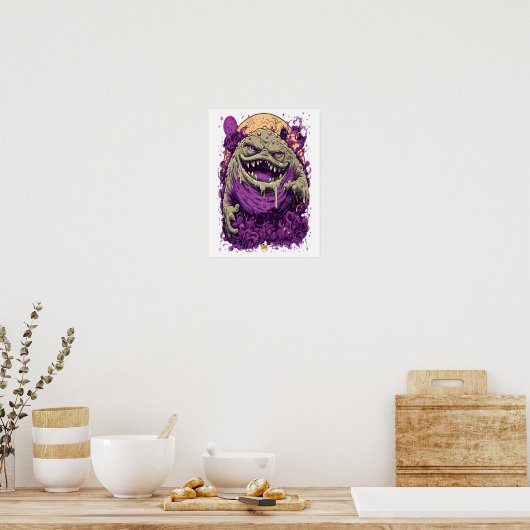 Paarse Monster Horror Stripboek Kunst Poster (Keuken)