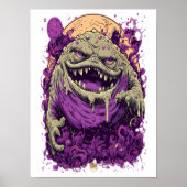 Paarse Monster Horror Stripboek Kunst Poster (Voorkant)