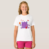 Paarse Monster In Liefde Meisjes T-shirt (Voorkant volledig)