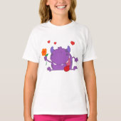 Paarse Monster In Liefde Meisjes T-shirt (Voorkant)
