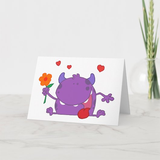Paarse Monster In Liefde Wenskaarten Kaart