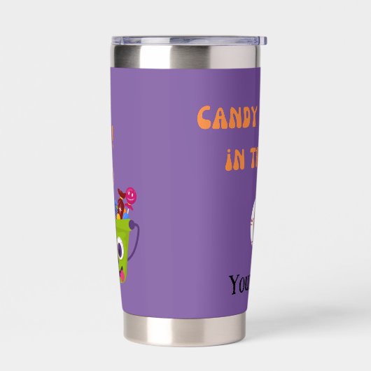 Paarse Monster in Training Gepersonaliseerde Hallo Geïsoleerde Drinkbeker (Links)