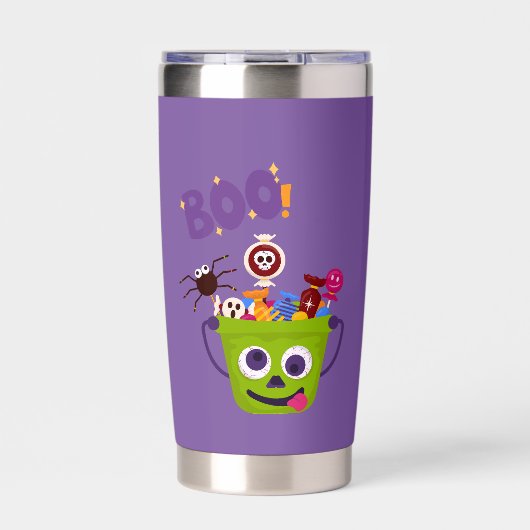 Paarse Monster in Training Gepersonaliseerde Hallo Geïsoleerde Drinkbeker (Voorkant)