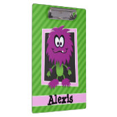 Paarse monster op groene strepen klembord (Rechts)