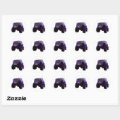 Paarse Monster Truck Ronde Sticker (Vel)