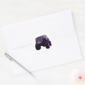 Paarse Monster Truck Ronde Sticker (Envelop)