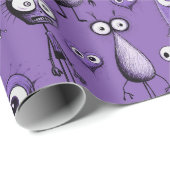 Paarse Monsters Cadeaupapier (Rol Hoek)