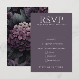 Paarse Moody Bloemen Voedsel keuzes RSVP Kaartje