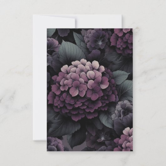 Paarse Moody Bloemen Voedsel keuzes RSVP Kaartje (Achterkant)