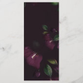 Paarse Moody Blooms Kalligrafie Trouwdiner Menu (Achterkant)