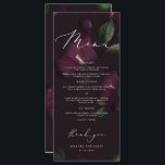 Paarse Moody Blooms Kalligrafie Trouwdiner Menu<br><div class="desc">Zet het toneel voor een glamoureuze Halloween bruiloft met onze Elegant Moody Paarse Bloemen collectie! Met diep paarse bloemen en verfijnde kalligrafie, combineren onze uitnodigingen, borden en decor elegantie met een gotisch mysterie. Dit collectie is ideaal voor een onvergetelijk feest en voegt een donkerromantische flair toe aan uw speciale dag....</div>