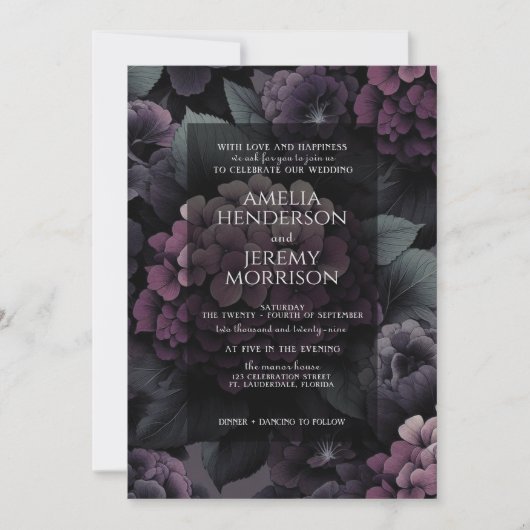 Paarse Moody Floral Kaart (Voorkant)