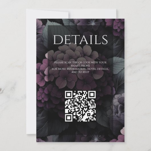 Paarse Moody Floral met QR-code Kaart (Achterkant)