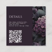 Paarse Moody Floral QR-code Informatiekaartje (Voorkant)