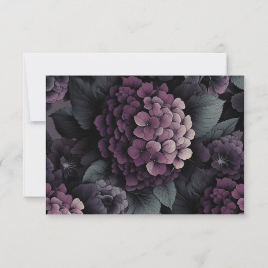Paarse Moody Floral RSVP Kaartje (Achterkant)