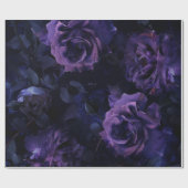 Paarse Moody Rozen Cadeaupapier (Vlak)