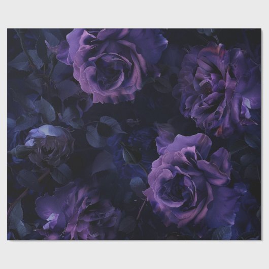 Paarse Moody Rozen Cadeaupapier (Vlak)