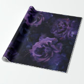 Paarse Moody Rozen Cadeaupapier (Uitgerold)