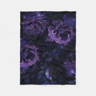 Paarse Moody Rozen Fleece Deken