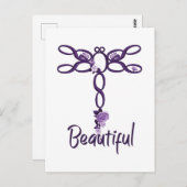 Paarse, mooie dragonfly briefkaart (Voorkant / Achterkant)