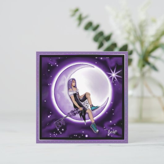 Paarse Moon Child-blanco kaart (Staand voorkant)
