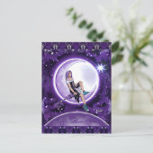 Paarse Moon Child Briefkaart (Staand voorkant)