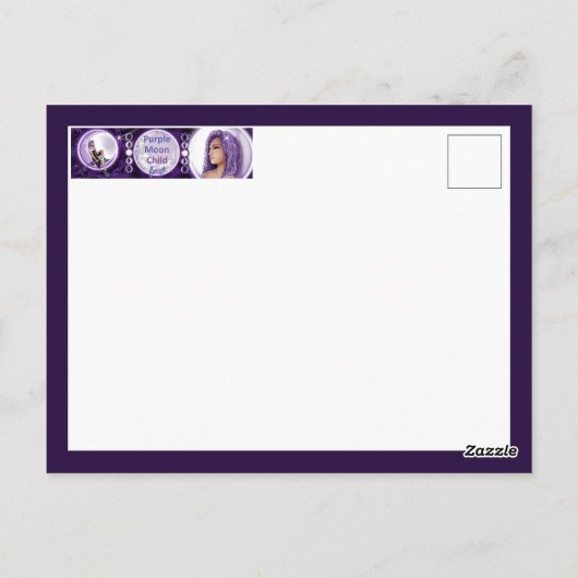 Paarse Moon Child Briefkaart (Achterkant)