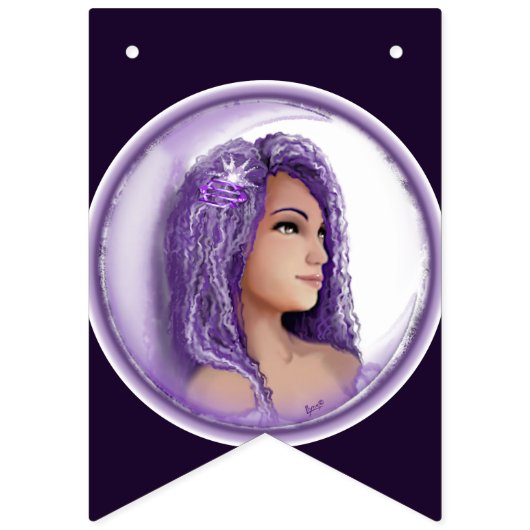 Paarse Moon Child Bunting Flags Vlaggetjes (Tweede vlag)