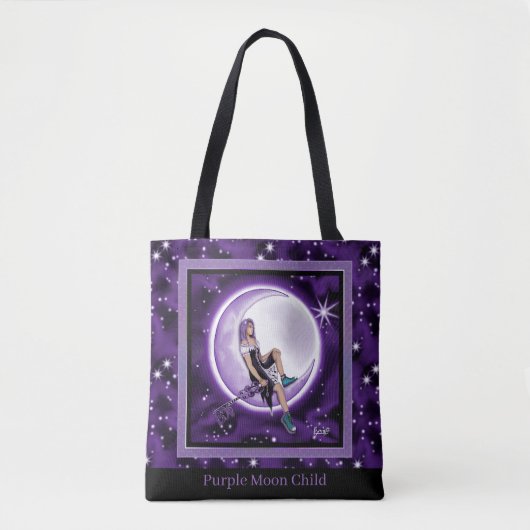 Paarse Moon Child Canvas tas (Voorkant)