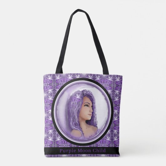 Paarse Moon Child Canvas tas (Achterkant)