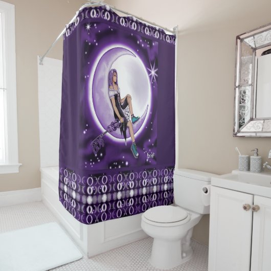 Paarse Moon Child Douchegordijn (In situ)