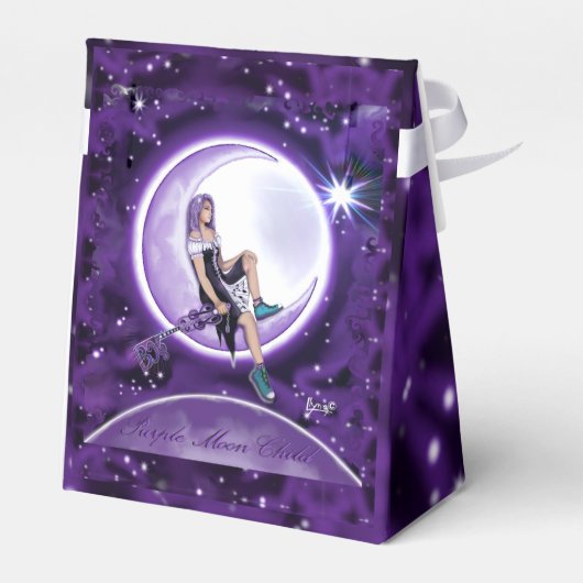 Paarse Moon Child Favor Box Bedankdoosjes (Achterkant)