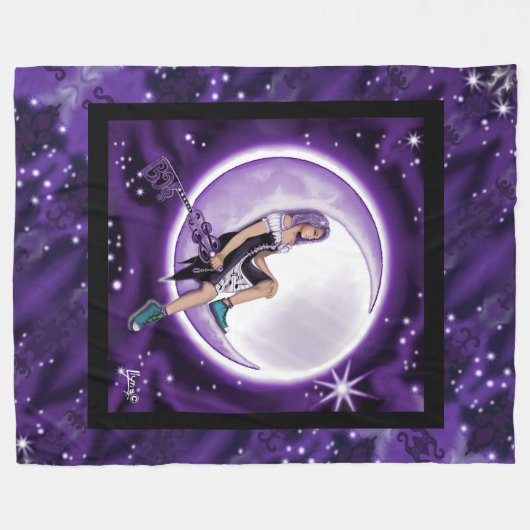 Paarse Moon Child Fleece Blanket (Voorkant (Horizontaal))