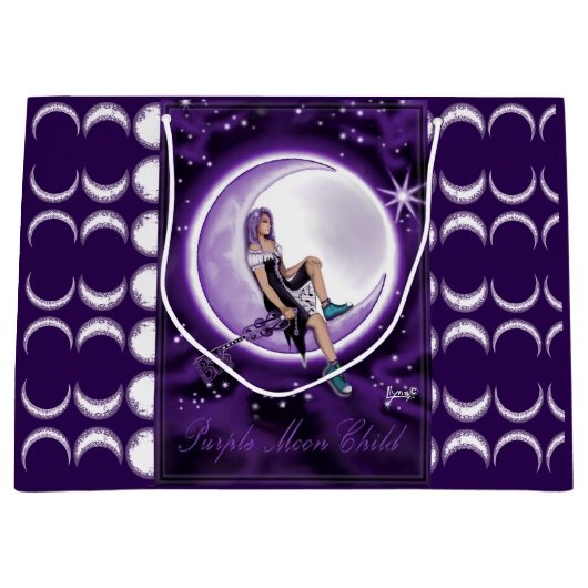 Paarse Moon Child Large Gift Bag Groot Cadeauzakje (Voorkant)