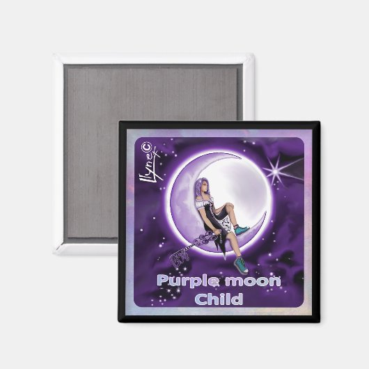 Paarse Moon Child Magnet (Voorkant / Achterkant)