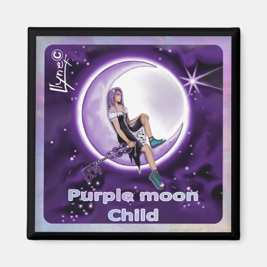 Paarse Moon Child Magnet (Voorkant)