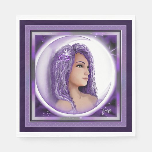 Paarse Moon Child Napkins Servet (Voorkant)