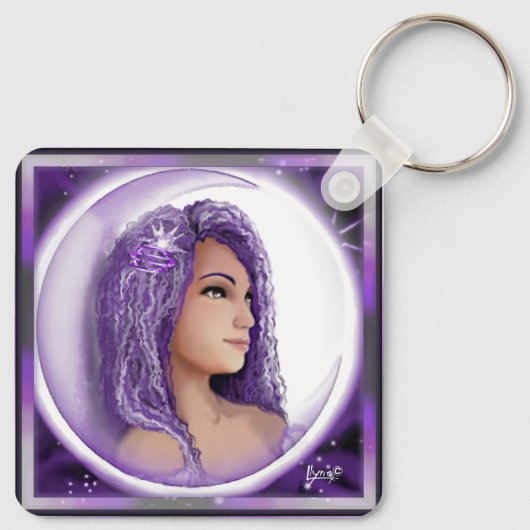 Paarse Moon Child Sleutelhanger (Achterkant)