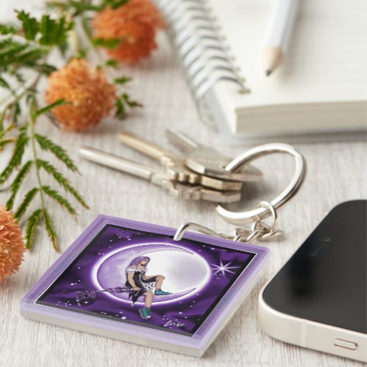 Paarse Moon Child Sleutelhanger (Voorkant Rechts)