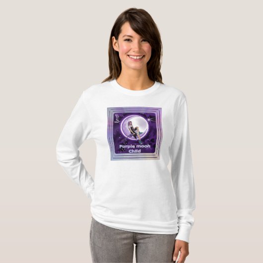 Paarse Moon Child T-Shirt (Voorkant volledig)