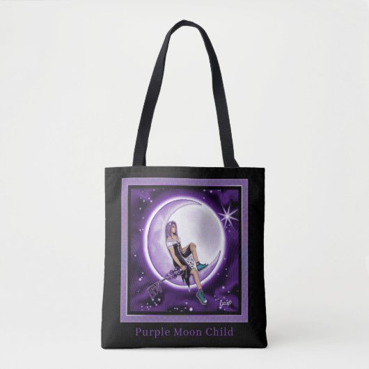 Paarse Moon Child Tote Bag (Voorkant)
