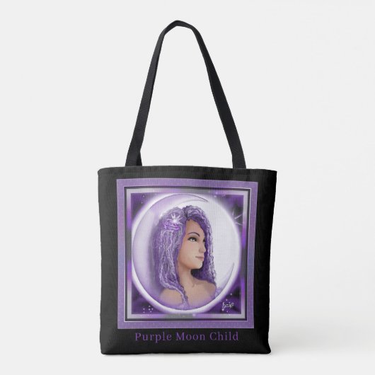 Paarse Moon Child Tote Bag (Achterkant)