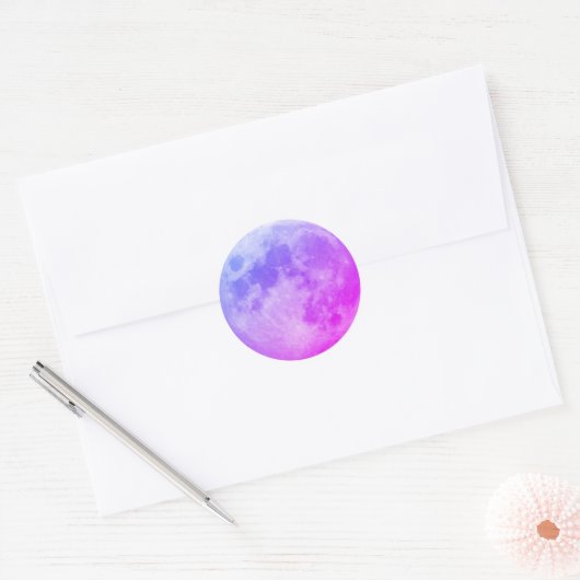 Paarse Moon Classic Ronde Sticker (Envelop)