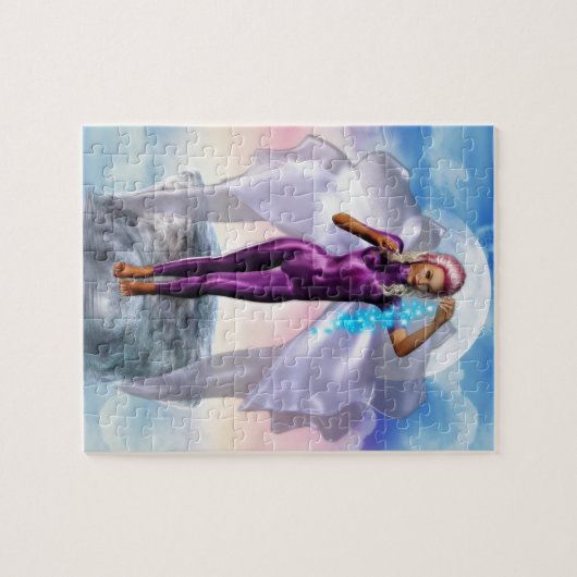 Paarse Moon Fairy Magical Legpuzzel (Horizontaal)