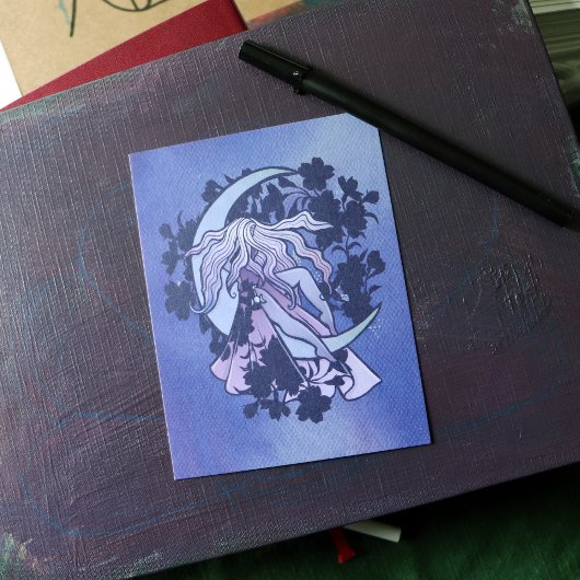 Paarse Moon Goddess Wiccan Triple Moon Symbol Art Briefkaart