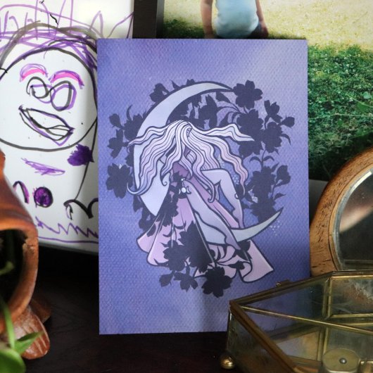 Paarse Moon Goddess Wiccan Triple Moon Symbol Art Briefkaart