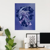 Paarse Moon Goddess Wiccan Triple Moon Symbol Art Poster (Thuiskantoor)